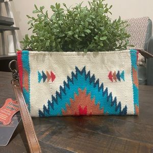 SOLD - NWT American Darling Off White/Blue blanket bag